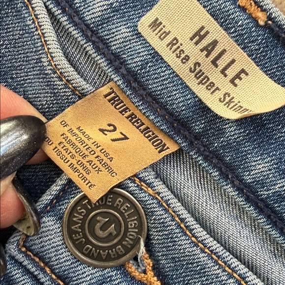 True Religion Halle mid rise super skinny Light Blue Distressed Skinny Jeans 27 - Picture 5 of 16